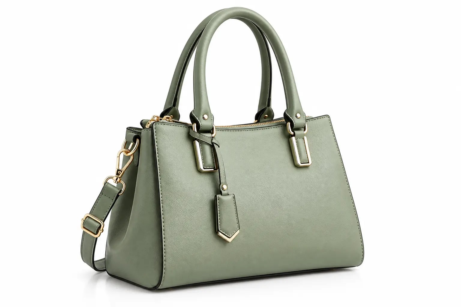Sage Green Leather Tote — green tote, Everyday