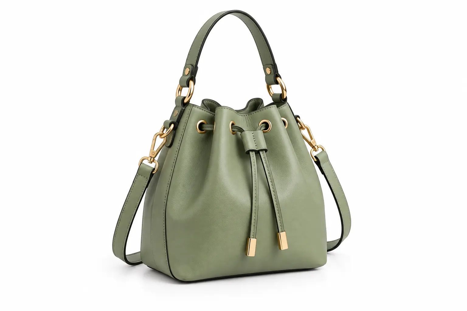 Sage Green Drawstring Bucket Bag — green potli, Wedding & Festive